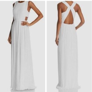 BCBMAXAZRIA white Pleated Cutout
Back Gown, New with Tags